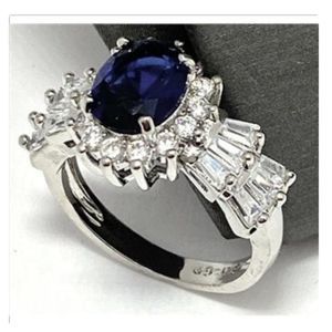 3.10 ctw Blue and White Sapphire Ring